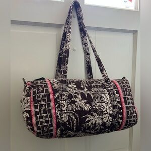 VERA BRADLEY Retired Imperial Toile Medium Duffle Bag Carryon Travel Brown Pink